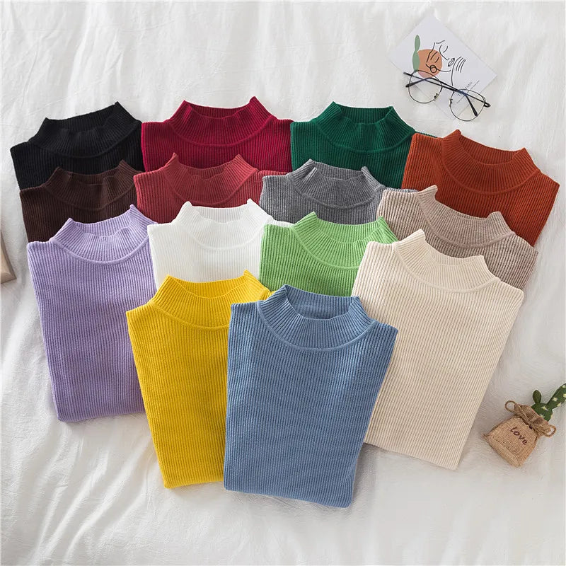 Elegant  Korean Turtleneck Pullover Sweater
